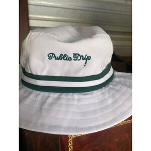 Public Drip Cleeks Brooklyn White Green Striped Bucket Hat L/XL Mens Womens